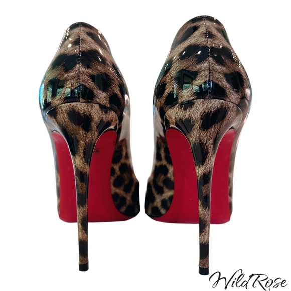 CHRISTIAN LOUBOUTIN Leopard Print Patent Leather Doracora Heart 100 Pumps - Picture 12 of 17